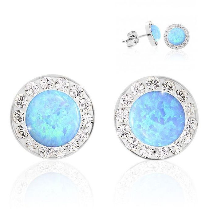 JSB Bijoux sötétkék opál Swarovski® kristály kövekkel díszítve (Ag, 925/1000; 1,44 g, kerek, kék) (8592661090572)