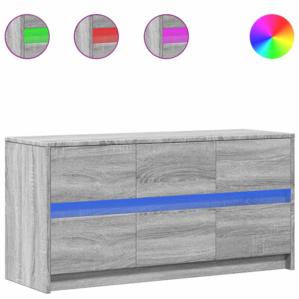 szürke sonoma színű szerelt fa LED-es TV-szekrény 100x34x50 cm (852220)