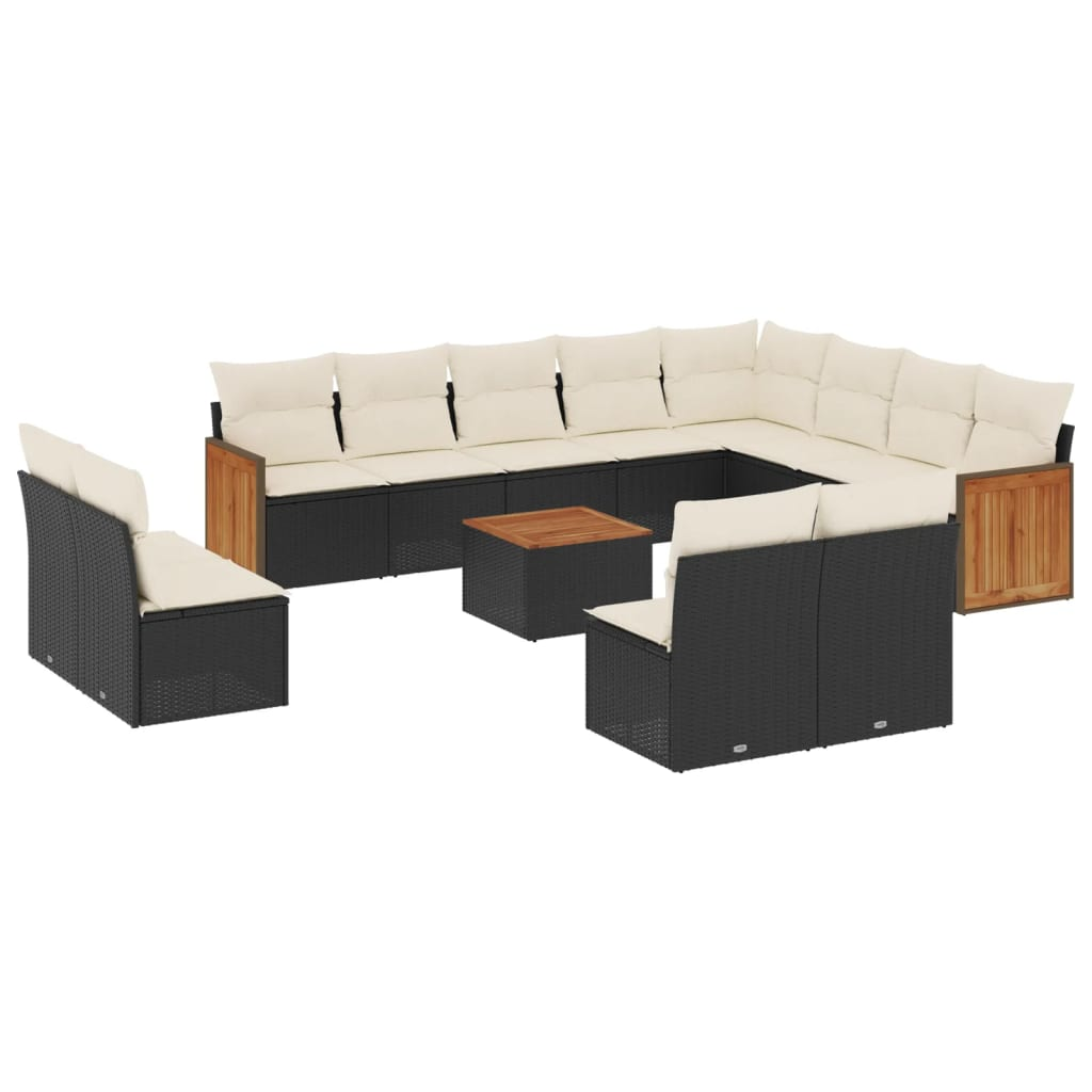 13 részes fekete polyrattan kerti ülőgarnitúra párnákkal (3260558)