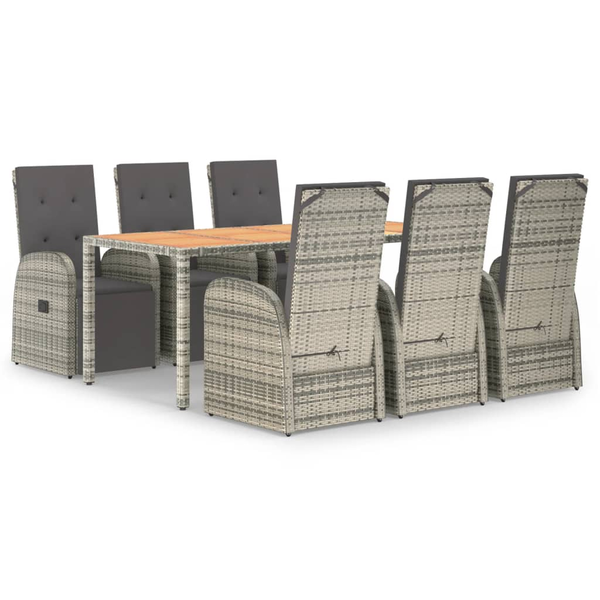 Set mobilier de grădină cu perne, 7 piese, gri, poliratan
