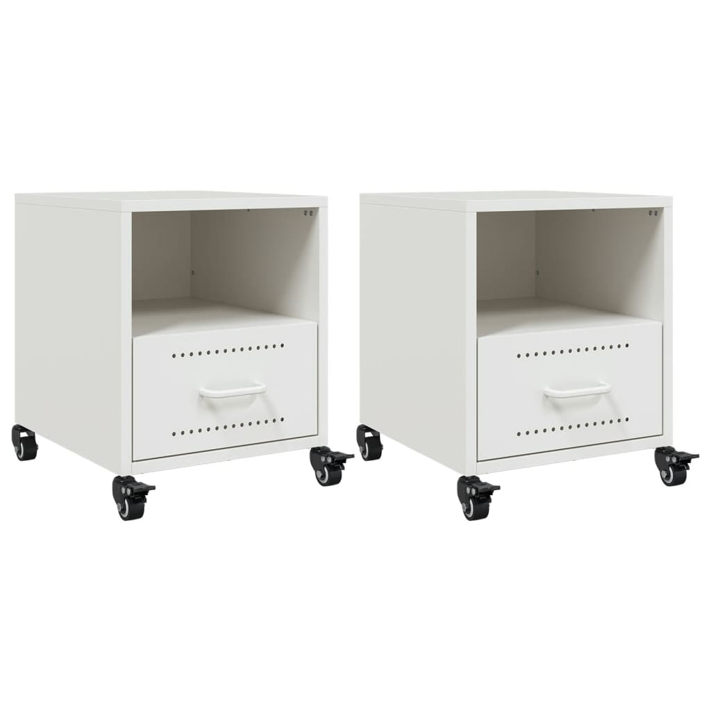 2 db fehér acél éjjeliszekrény 36x39x43,5 cm (846715)