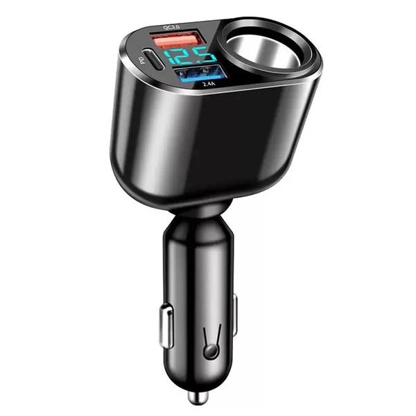 TÖLTŐ PORT SZIVARGY+USB+USBC VOLTMÉRŐVEL (3013184)