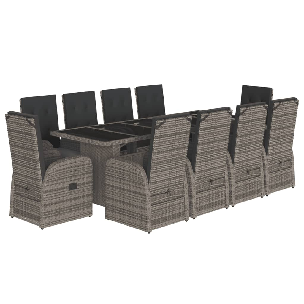 11 részes szürke polyrattan kerti ülőgarnitúra párnákkal (3277601)