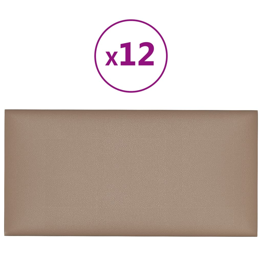 12 db kávészínű műbőr fali panel 30 x 15 cm 0,54 m² (343775)