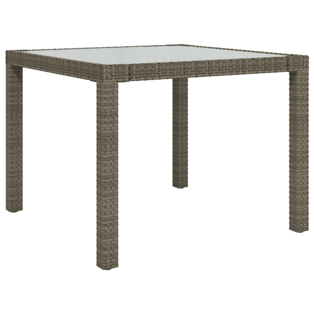 szürke polyrattan és edzett üveg kerti asztal 90 x 90 x 75 cm (316700)