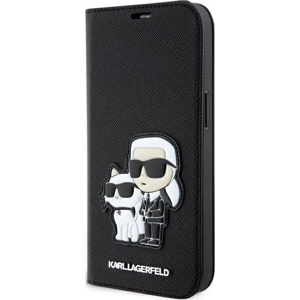 Karl Lagerfeld PU Saffiano Karl and Choupette NFT Book iPhone 14 Pro tok, fekete (KLD1530)