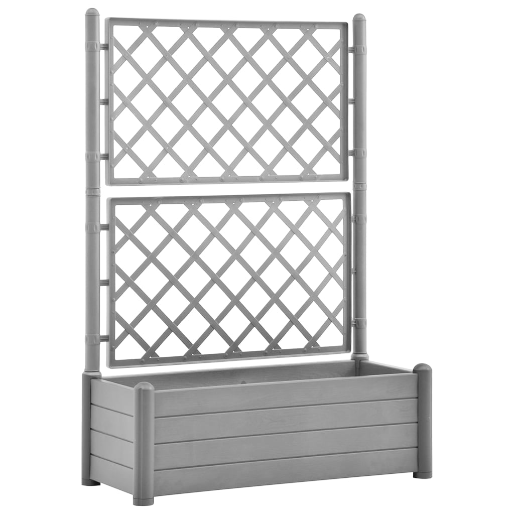 kőszürke polipropilén rácsos kerti ültetőláda 100 x 43 x 142 cm (317582)