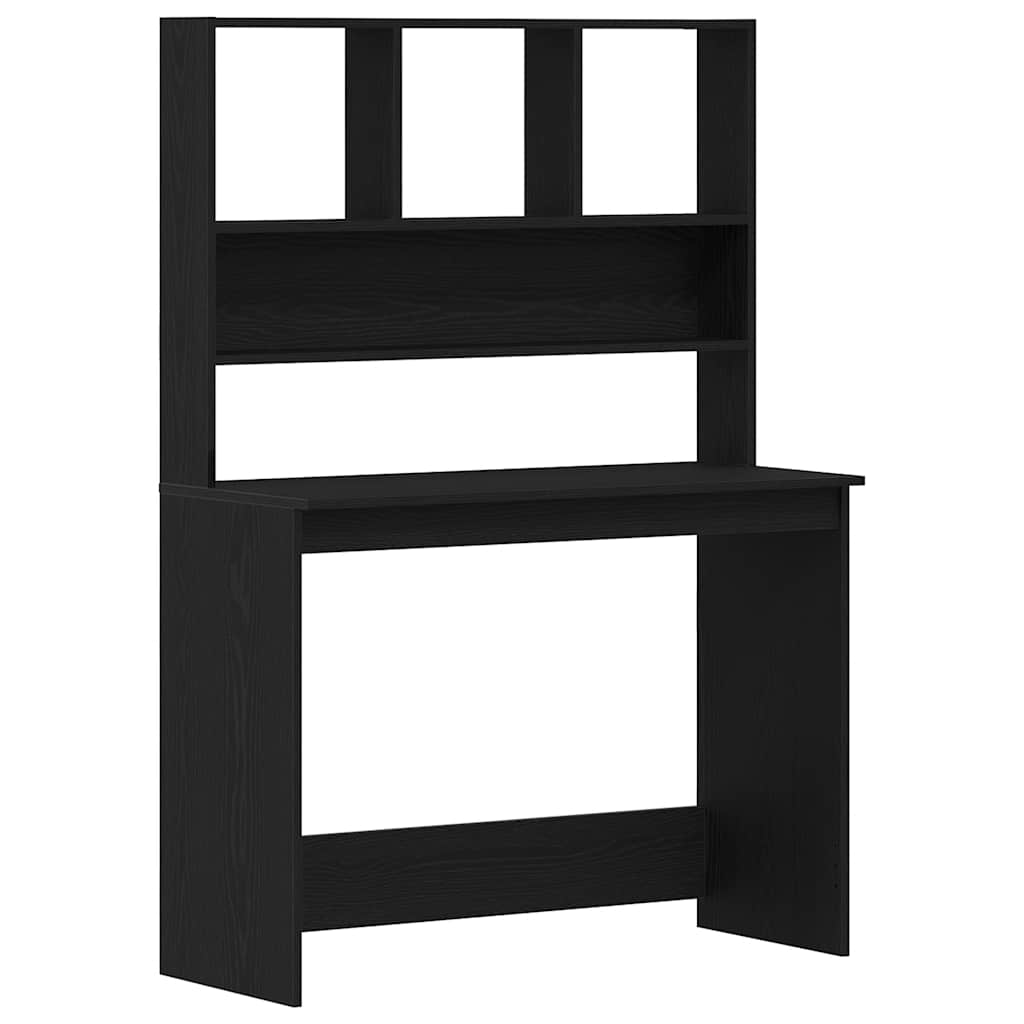 fekete tölgy szerelt fa íróasztal polcokkal 102 x 45 x 148 cm (861985)