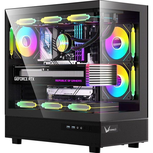 Formula Számítógépház -  (fekete, ablakos, ATX, 1xUSB3.0, 1xUSB2.0, 1xType-C) (CRYSTAL Z8 BLACK)