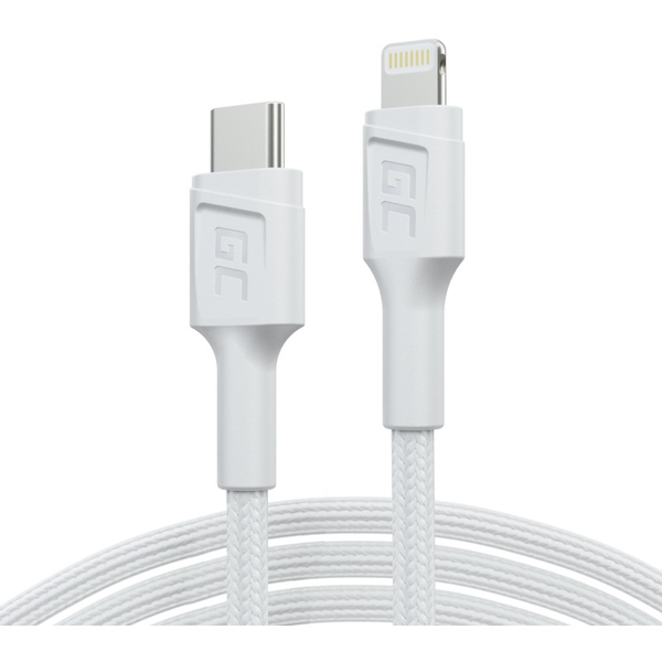 Kabel Green Cell USB-C - Apple Lightning 1 m bílý