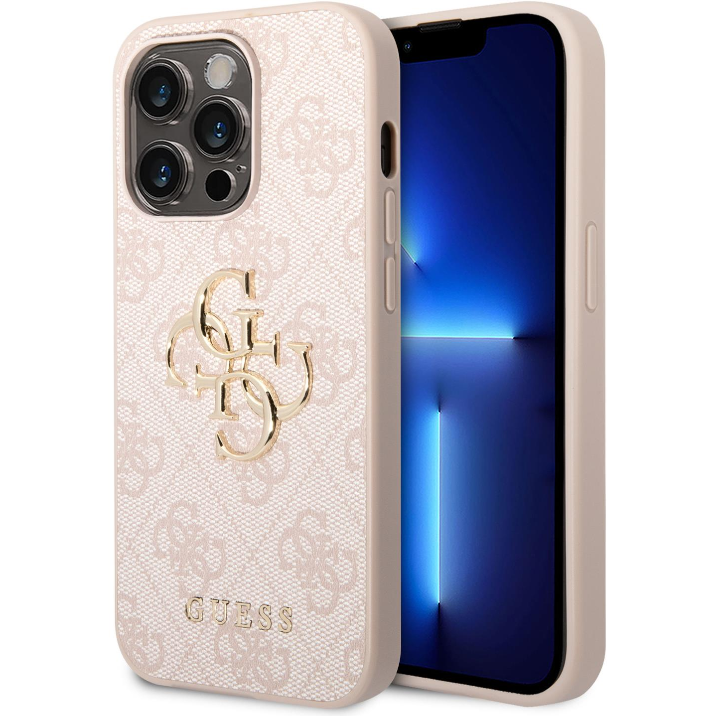 Guess PU 4G Metal Logo iPhone 15 Pro Max rózsaszín tok (GUHCP15X4GMGPI)