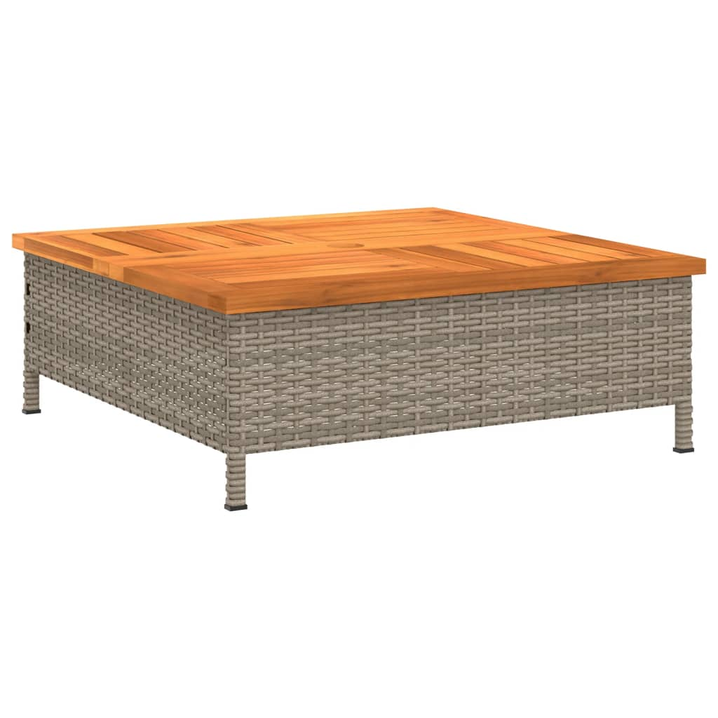 szürke polyrattan és akácfa kerti asztal 70 x 70 x 25 cm (3281630)