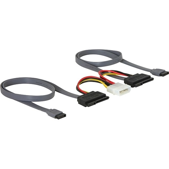 Комплект кабели за HDD, Delock, 84239, За 2 устройства, SATA кабел за данни, Molex кабел за захранване
