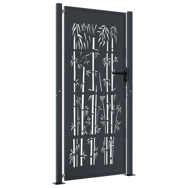 antracitszürke acél bambuszmintás kertkapu 105 x 205 cm