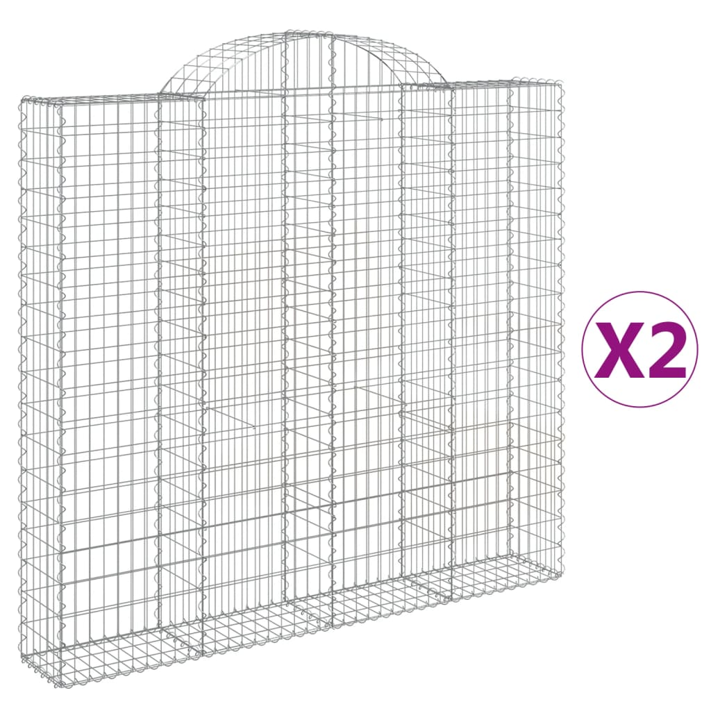 2 db íves horganyzott vas gabion kosár 200x30x180/200 cm (3146194)