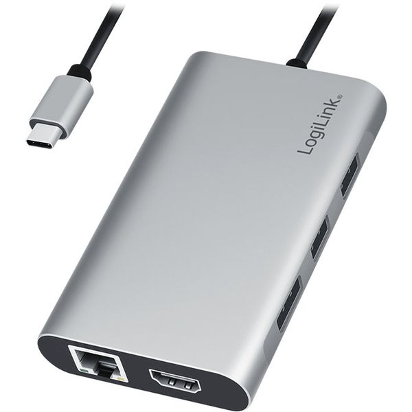 LogiLink USB-C Hub, 7-Ports, USB 3.2 Gen 1, 7x USB-A Alu.