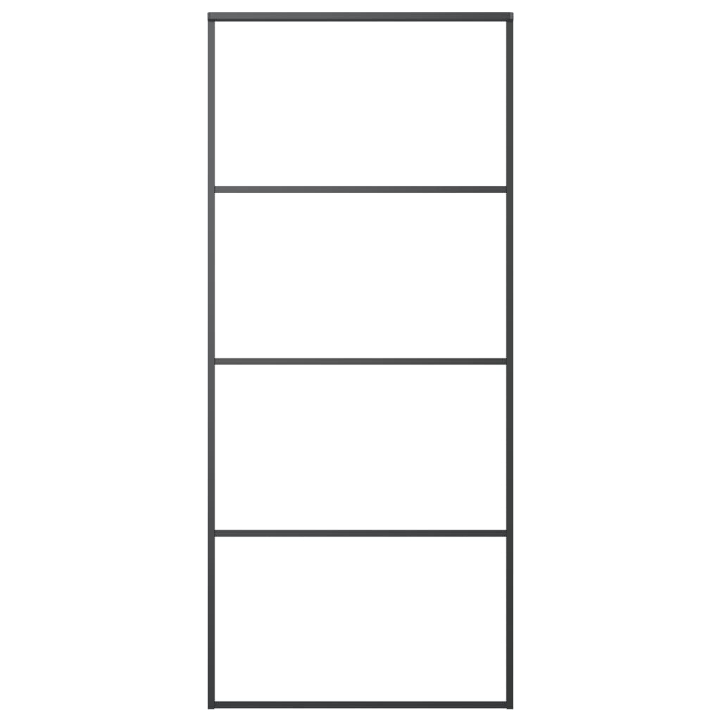 fekete alumínium és ESG üveg tolóajtó 90 x 205 cm (149480)