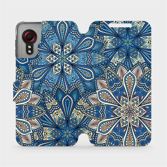 Flip mobile phone case Samsung Galaxy Xcover 5 - V108P Blue mandala flowers (5903516674626)