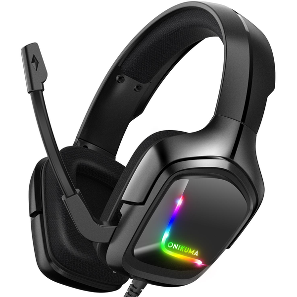 Слушалки Gaming Onikuma K20, RGB осветление, Шумопотискащ микрофон, Нулево налягане в ушите, Multi Platform, Черен