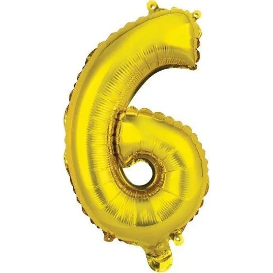 Szám Fólia Lufi - 45 cm, 6-os, Arany (9909684)