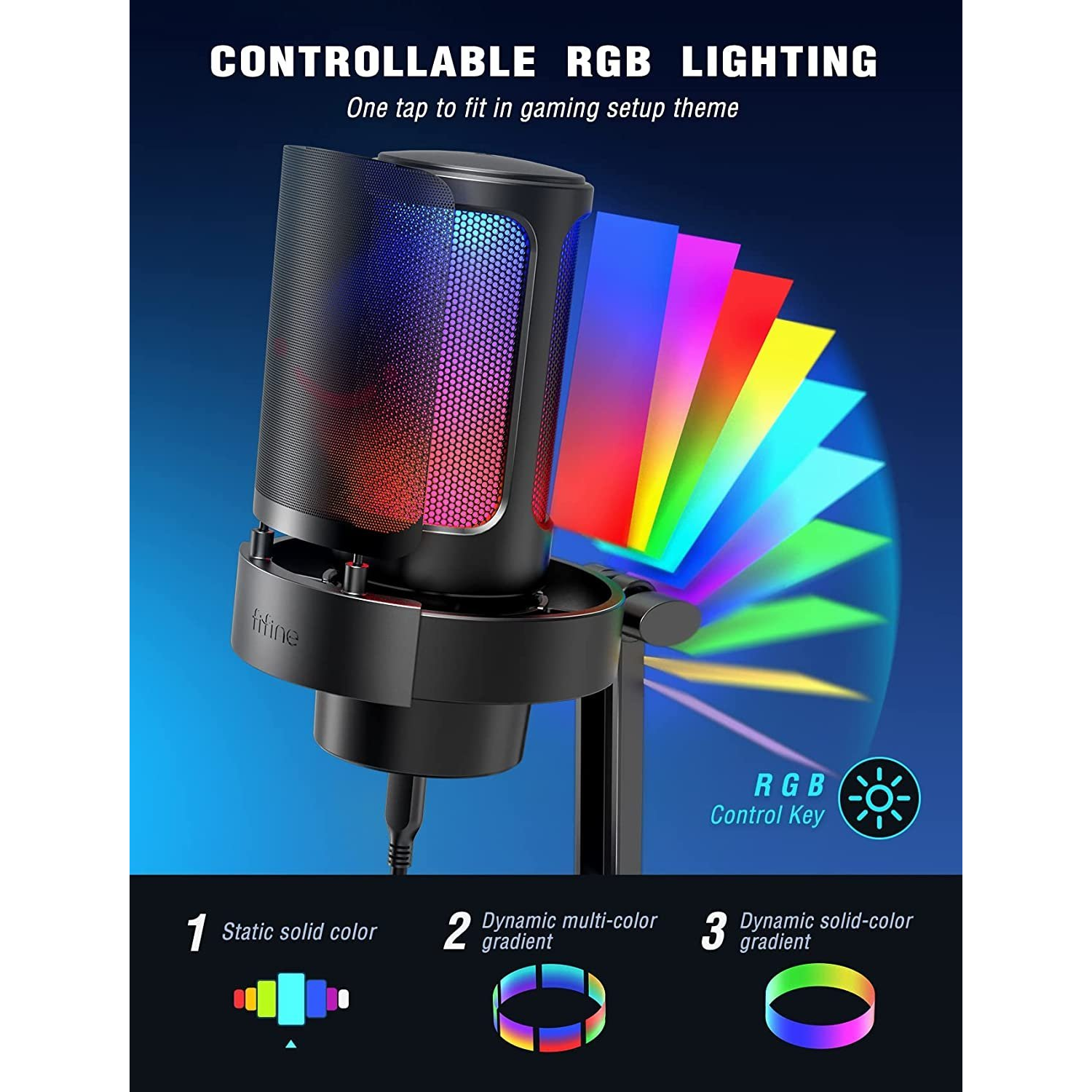 Fifine AmpliGame A8 Podcast, Youtuber, Gamer, TikTok Stúdiómikrofon FeketeUSB-C (A8-Black)
