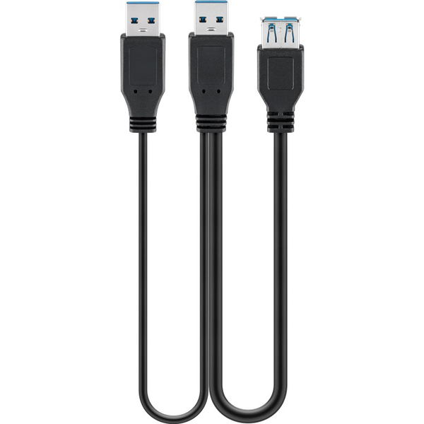 GooBay USB 3.0 Dual Power kabel samice 2xsamec