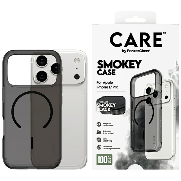PanzerGlass CARE by ® Flagship Case Urban Explorer Smokey w. Black MagSafe iPhone 17 Pro mobiltelefon etui Cover