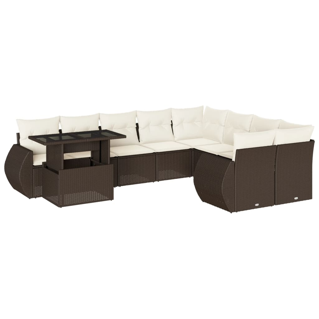 10 részes barna polyrattan kerti ülőgarnitúra párnákkal (3268773)