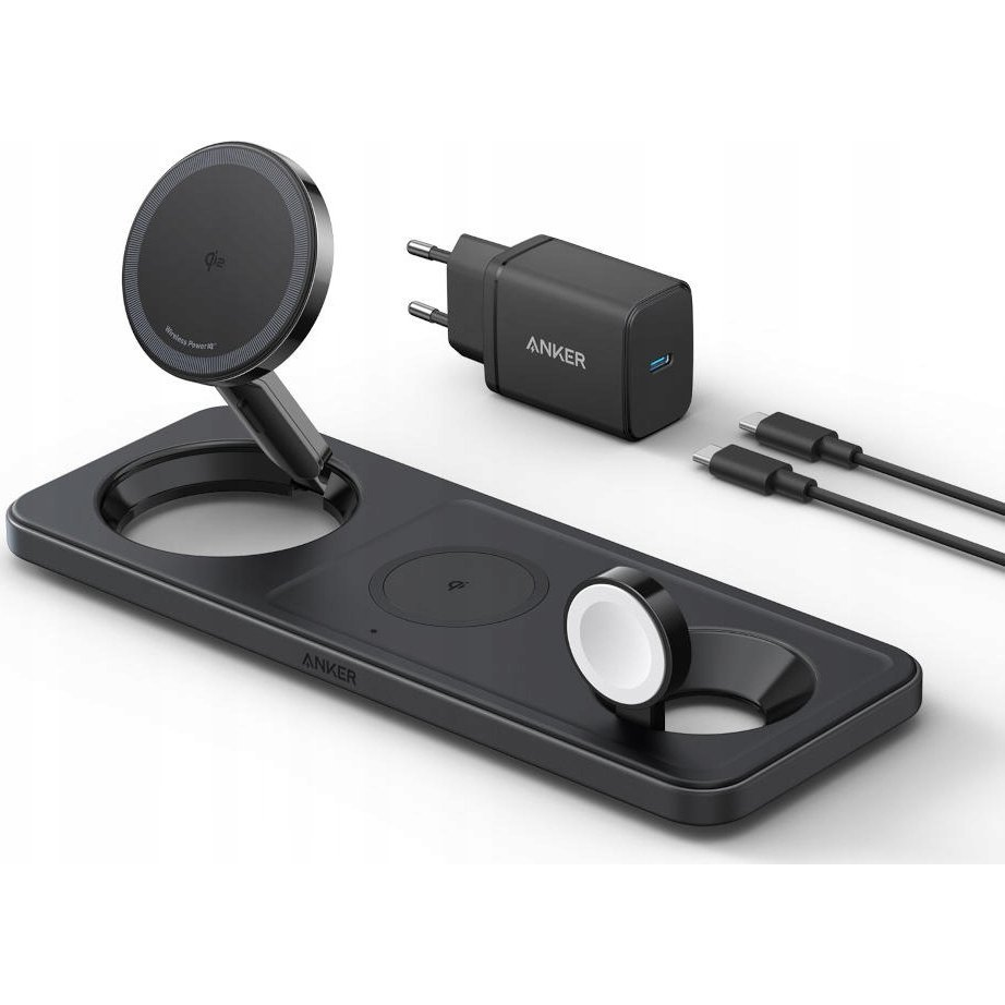 Anker B25M1321 MagGo 15W 3in1 MagSafe Töltő Állomás 15W - Fekete (B25M1311)