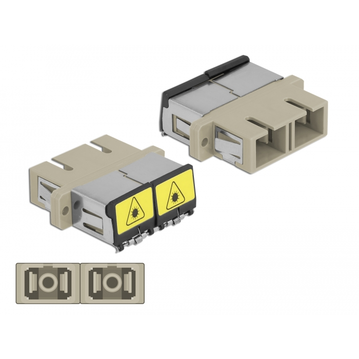 Delock SC optikai szálas csatlakozó Párosító lézervédő zárral / borítással Duplex anya - SC Duplex a (86894) (86894)