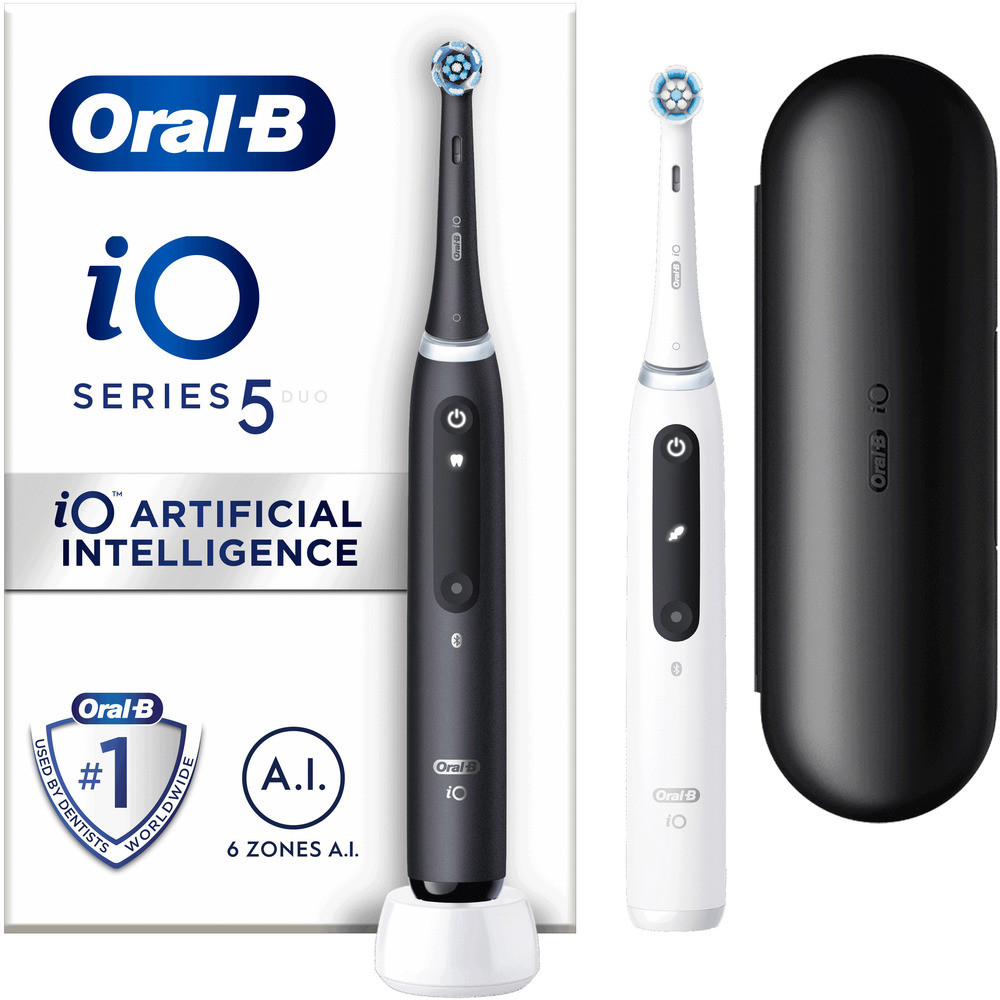 Oral-B iO Series 5 Duo Elektromos Fogkefe Fekete/Fehér (IO SERIES 5 DUO BLACK/WHITE)