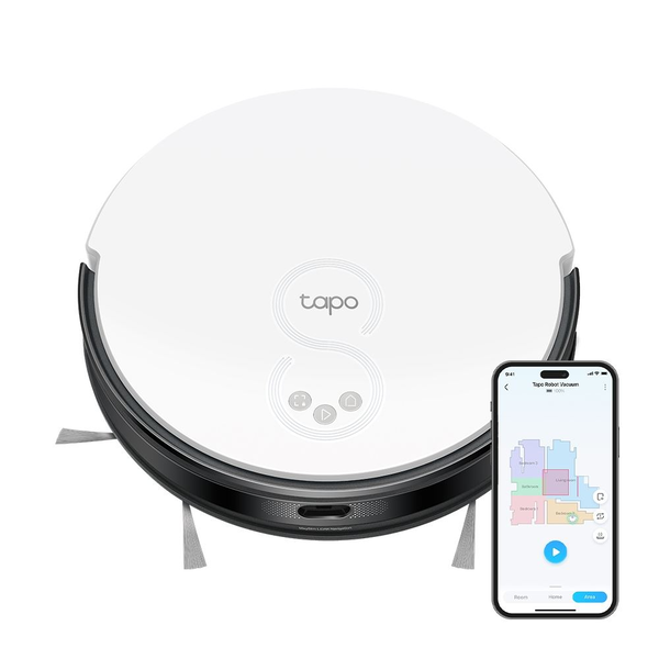 Робот прахосмукачка TP-Link Tapo RV20 Mop, Vacuum Cleaner & Mop, MagSlim LiDAR System, 2700 Pa, Ultra-Slim 7.8 cm, Автономност до 3 часа, 2600 mAh, Контейнер за вода 300 ml, Контейнер за прах 400 ml, Тиха , Черен/Бял