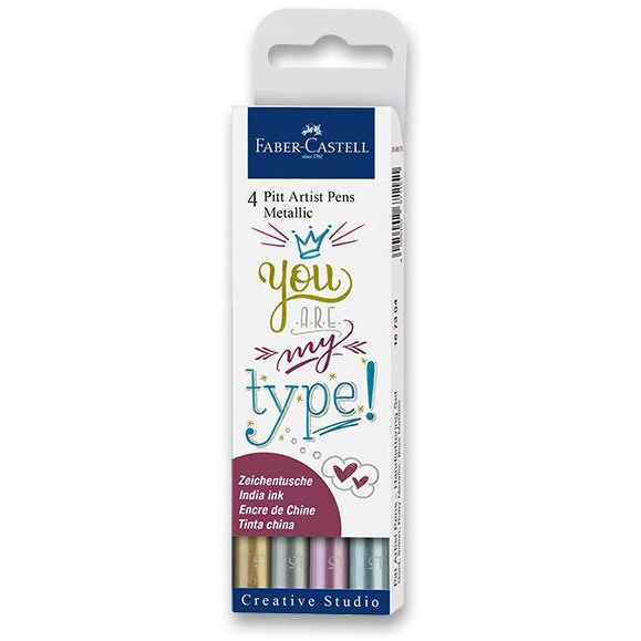 Sada Pitt Artist Pen METALLIC 4 ks Faber-Castell fixky (4005401673040)