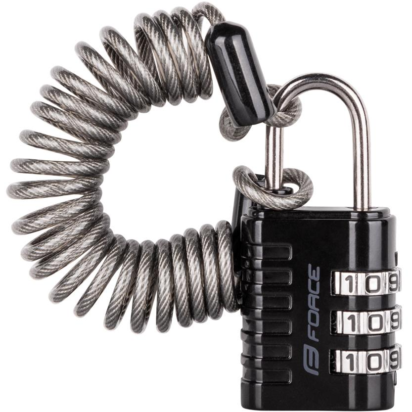 Force Small 2 Számkódos spirálzár, 120 cm / 3 mm, fekete (49109)