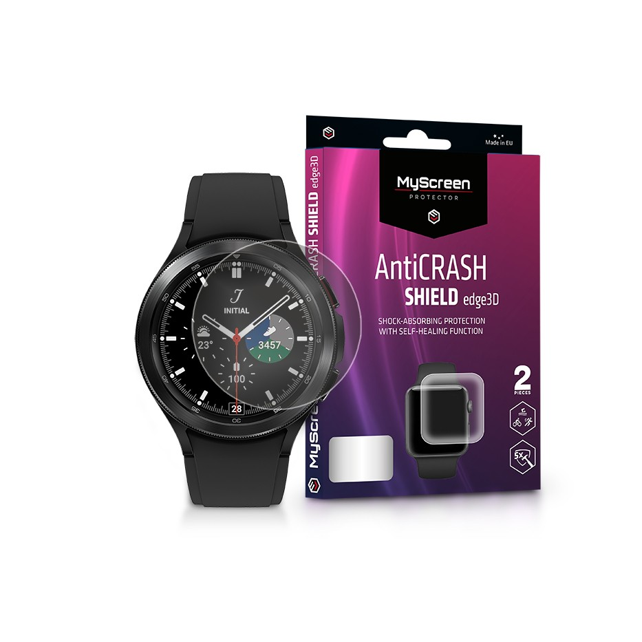 Samsung Galaxy Watch 4 Classic (42 mm) ütésálló képernyővédő fólia - MyScreen Protector AntiCrash Shield Edge3D - 2 db/csomag - transparent (LA-2278)
