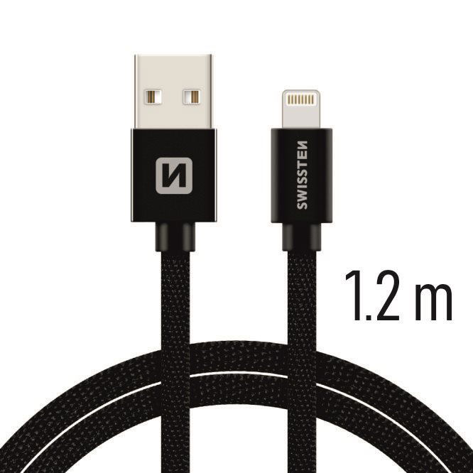 Swissten Lightning 1,2m, fekete (71523201)