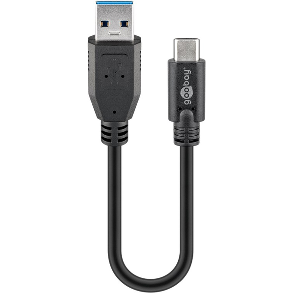 Goobay 45247 USB-A apa - USB-C apa 3.0 Adat és töltőkábel - Fekete (0.15m)