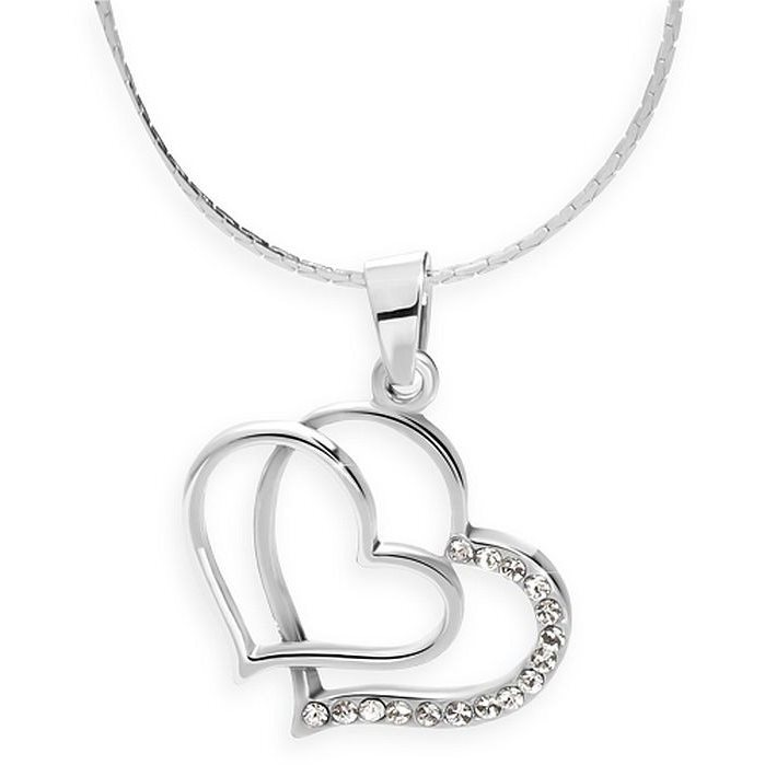 JSB Bijoux dupla szíves nyaklánc Swarovski® kristály kövekkel (fehér) (8592661090015)