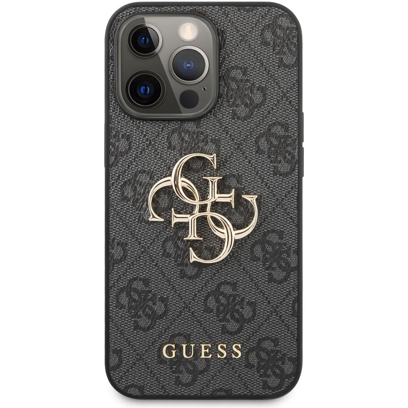 Guess PU 4G Metal Logo Apple iPhone 13 Pro Grey tok (8596311161353)