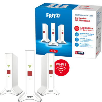 FRITZ!Repeater Mesh Set 4200 Netværksgentager 4200 Mbit/s Rød, Hvid