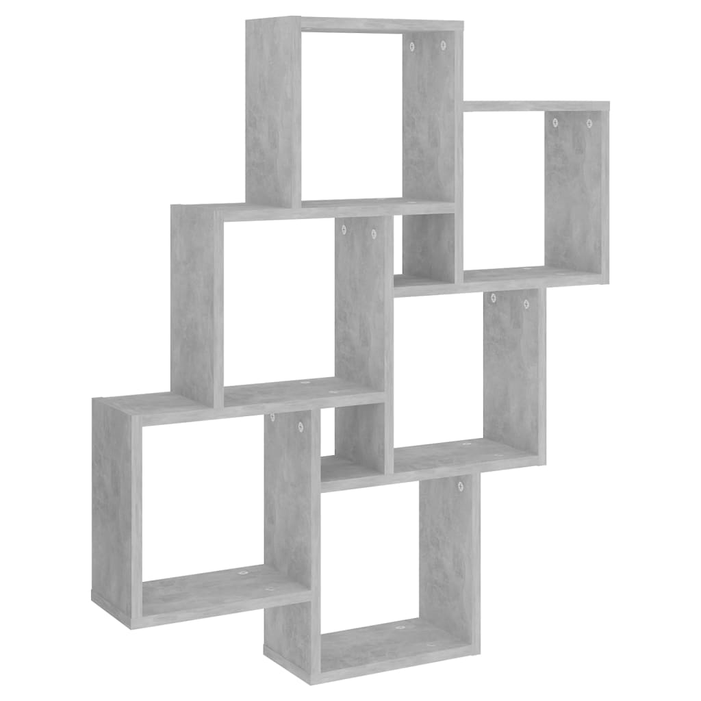 betonszürke forgácslap fali kockapolc 78 x 15 x 93 cm (807173)