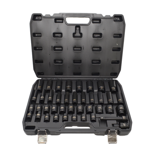 AWTOOLS ZESTAW NASADEK UDAROWYCH 1/2" 40cz. KRÓTKIE I DŁUGIE BLACK LINE