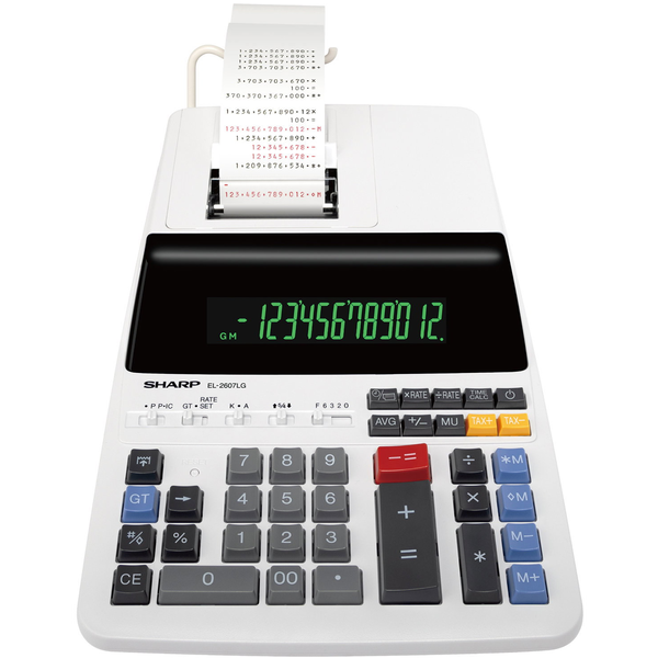 Sharp EL-2607LG calculator Desktop Rekenmachine met printer Zwart, Wit
