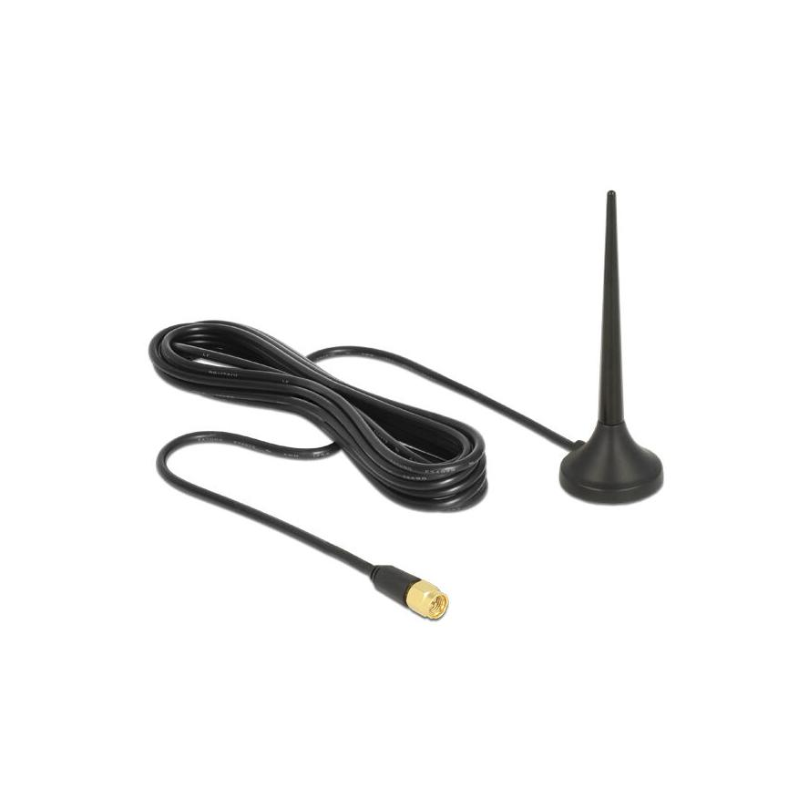 DeLock LTE/GSM/UMTS Antenna SMA plug 3 dBi fixed omnidirectional with magnetic base (RG-174, 2 m) outdoor (12416)