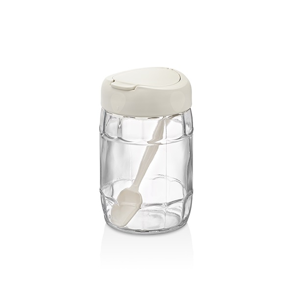 IRIS C-00171 Prizma üveg tároló kanállal 380ml, antracit, zöld vagy piros színű (C-00171)