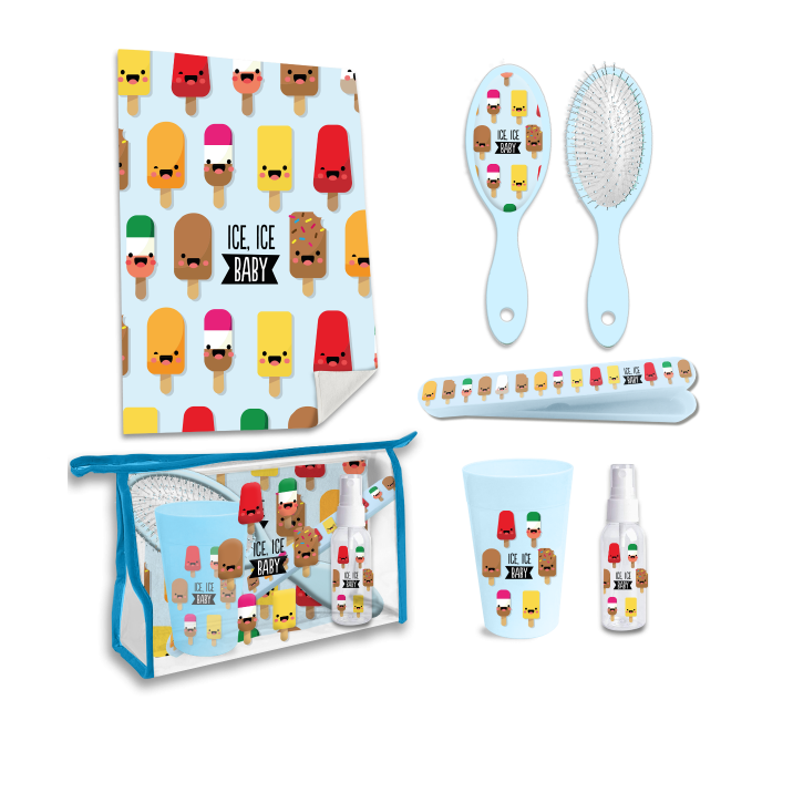 Kids Euroswan Jégkrém mintás neszesszer szett átlátszó táskában (5 darab) (KL10056)