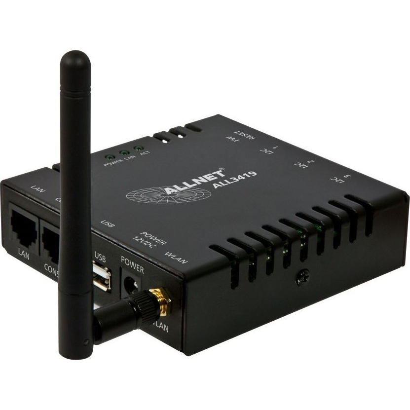 Allnet ALL3419 WLAN USB-s szerver LAN (10/100 MBit/s), RJ45, USB-A (USB 2.0) (ALL3419)