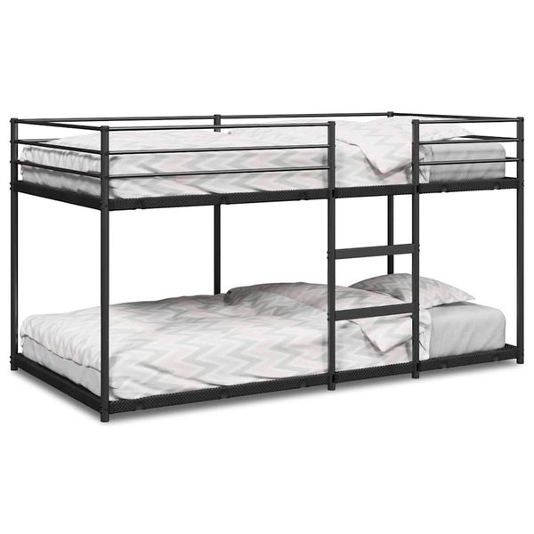 fekete acél emeletes ágy matrac nélkül 90 x 200 cm