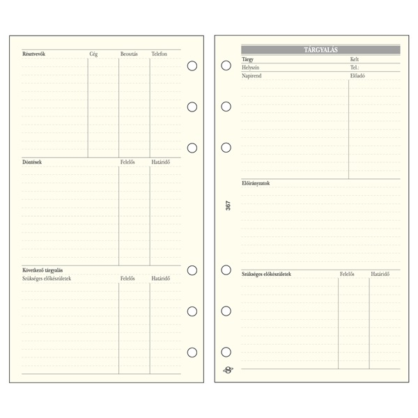 Kalendart Saturnus L367 tárgyalástervező gyűrűs naptár kiegészítő (25SL367-CHA)