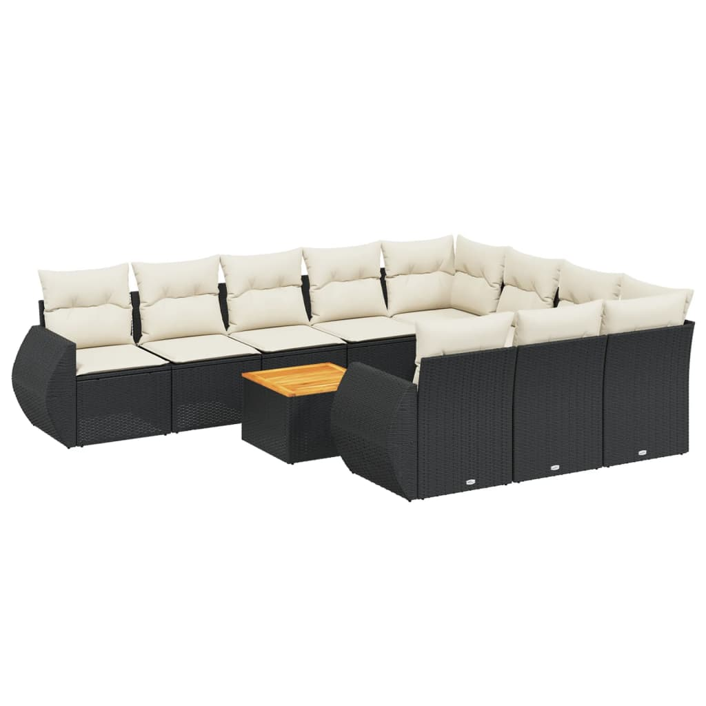 11 részes fekete polyrattan kerti ülőgarnitúra párnákkal (3225181)